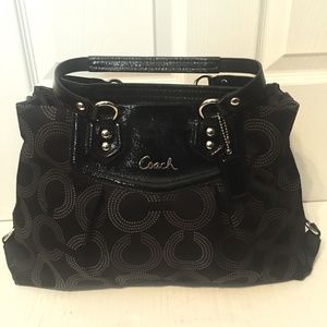 Coach Ashley Dotted Op Art Carryall Black Purse